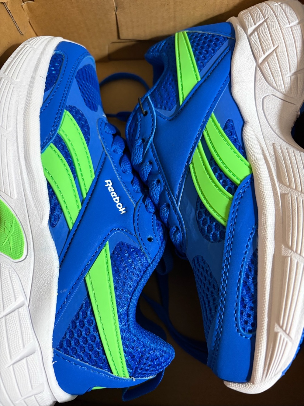 Reebok Kids Royal Blue Sneakers with Neon Green Accents